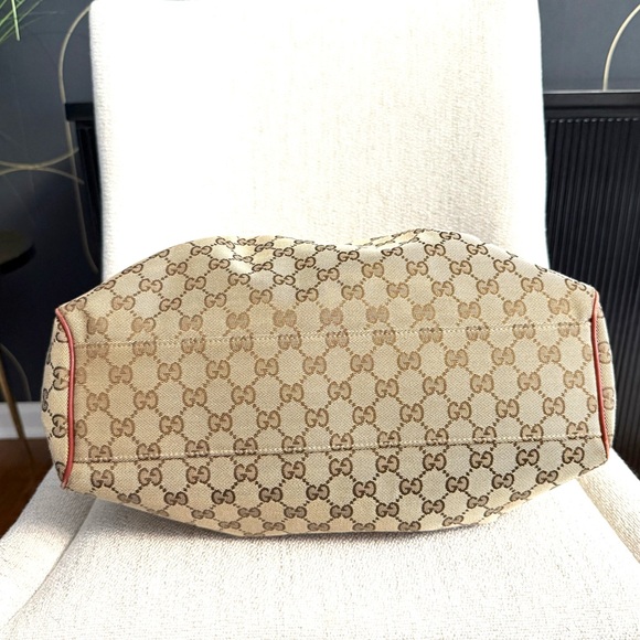 Gucci authentic Sukey bag brown monogram canvas with brick red leather handles - Picture 11 of 16
